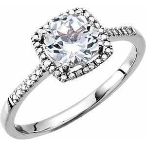 Halo-Style Birthstone Ring