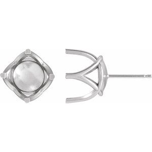 Platinum 10 mm Round 4 Prong Woven Style Earring Mounting