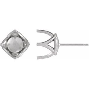Continuum Sterling Silver 8 mm Round 4 Prong Woven-Design Earring Mounting