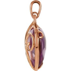 14K Rose Gold Natural Rose de France Heart Pendant