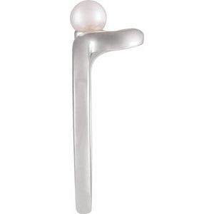 14K White Gold Cultured White Freshwater Pearl Freeform Ring