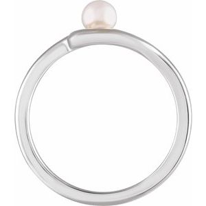 14K White Gold Cultured White Freshwater Pearl Freeform Ring