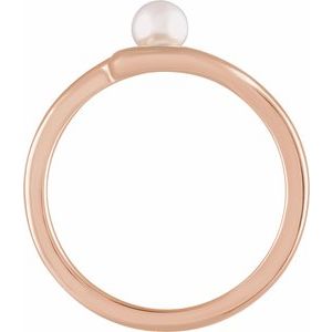 14K Rose Gold Cultured White Freshwater Pearl Freeform Ring