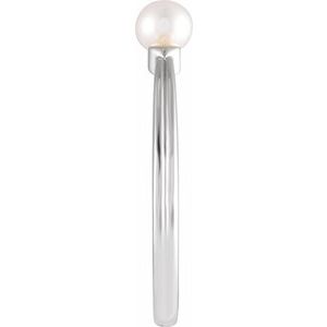 Platinum Cultured White Freshwater Pearl Heart Ring