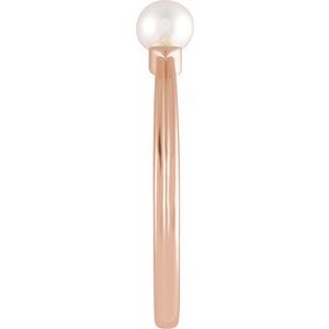 14K Rose Gold Cultured White Freshwater Pearl Heart Ring