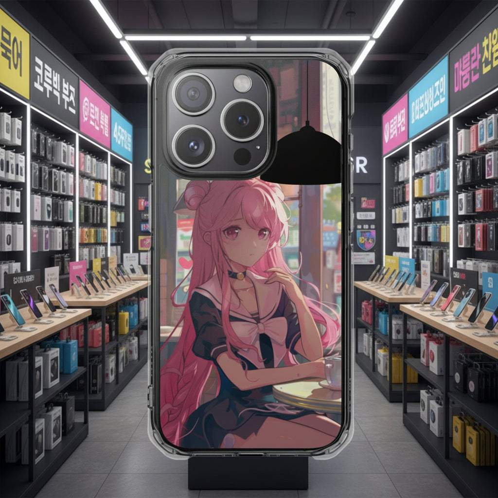 Oneticase Cafe Chilling Anime Girl Magnetic Case for iPhone