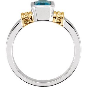 Sterling Silver & 14K Yellow Gold Natural London Blue Topaz Ring