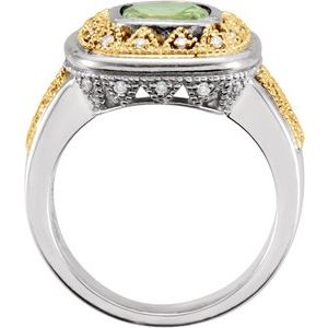 Sterling Silver Natural Peridot & 1/8 CTW Natural Diamond Ring