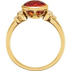 14K Yellow Gold Natural Citrine & .07 CTW Natural Diamond Ring
