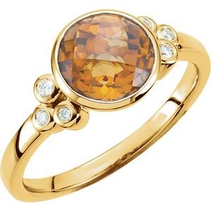 14K Yellow Gold Natural Citrine & .07 CTW Natural Diamond Ring