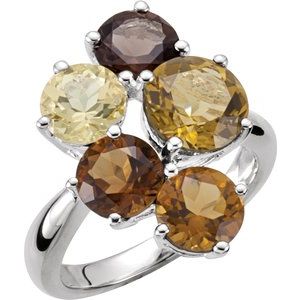 Sterling Silver Natural Quarts & Natural Citrine Multi-Stone Ring