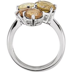 Sterling Silver Natural Quarts & Natural Citrine Multi-Stone Ring