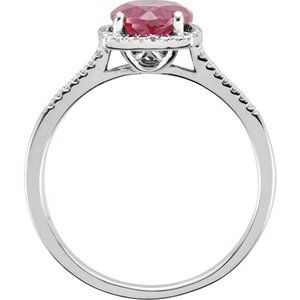 Sterling Silver Lab-Grown Ruby & .01 CTW Natural Diamond Ring