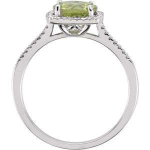 Sterling Silver Natural Peridot & .01 CTW Natural Diamond Ring