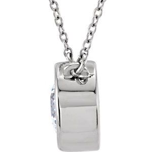 Sterling Silver 8 mm Imitation White Cubic Zirconia Solitaire 18" Necklace