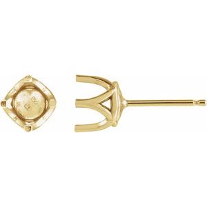 18K Yellow Gold 5.5 mm Round 4 Prong Woven-Design Earring Mounting