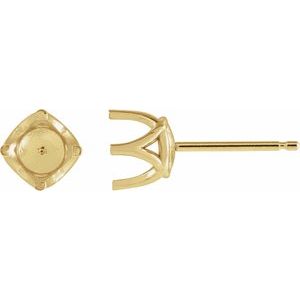 18K Yellow Gold 5 mm Round 4 Prong Woven-Design Earring Mounting
