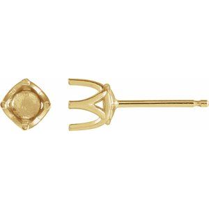 18K Yellow Gold 4.5 mm Round 4 Prong Woven-Design Earring Mounting