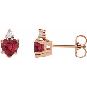 14K Rose Gold Lab-Grown Ruby & .06 CTW Natural Diamond Stud Earrings