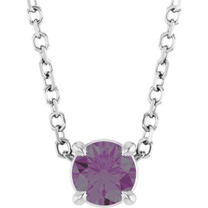 14K White 4 mm Lab-Grown Alexandrite 16-18" Necklace