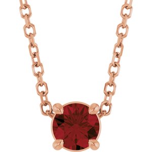 14K Rose 4 mm Natural Mozambique Garnet 16-18" Necklace