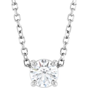 14K White 1/5 CT Natural Diamond 16-18" Necklace