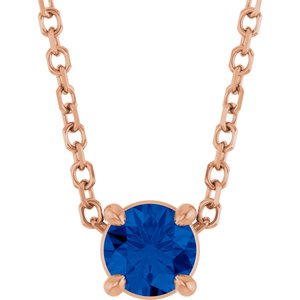 14K Rose 4 mm Natural Blue Sapphire 16-18" Necklace