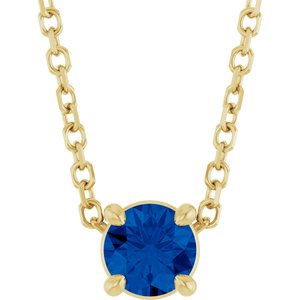 14K Yellow 4 mm Natural Blue Sapphire 16-18" Necklace