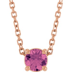 14K Rose 4 mm Natural Pink Tourmaline 16-18" Necklace