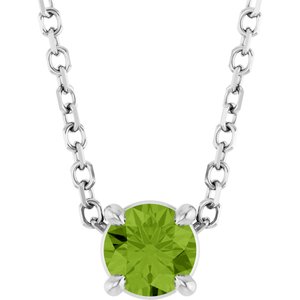 14K White 4 mm Natural Peridot 16-18" Necklace