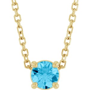 14K Yellow 4 mm Natural Aquamarine 16-18" Necklace