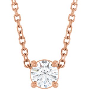 14K Rose 1/5 CT Natural Diamond 16-18" Necklace