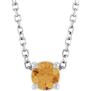 14K White 4 mm Natural Citrine 16-18" Necklace