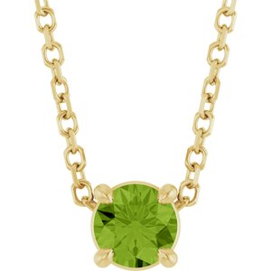 14K Yellow 4 mm Natural Peridot 16-18" Necklace