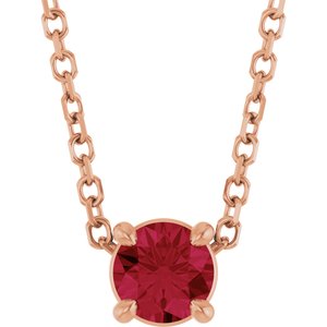 14K Rose 4 mm Lab-Grown Ruby 16-18" Necklace