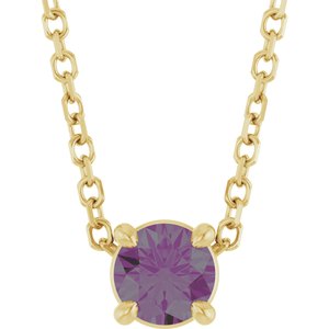 14K Yellow 4 mm Lab-Grown Alexandrite 16-18" Necklace