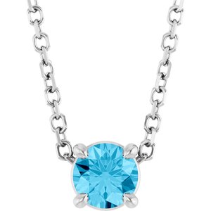 14K White 4 mm Natural Aquamarine 16-18" Necklace