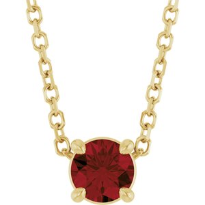 14K Yellow 4 mm Natural Mozambique Garnet 16-18" Necklace