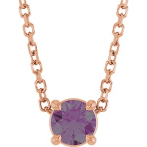 14K Rose 4 mm Lab-Grown Alexandrite 16-18" Necklace