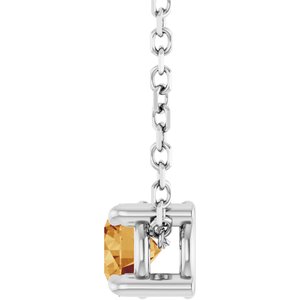 14K White 4 mm Natural Citrine 16-18" Necklace