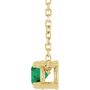 14K Yellow 4 mm Lab-Grown Emerald 16-18" Necklace