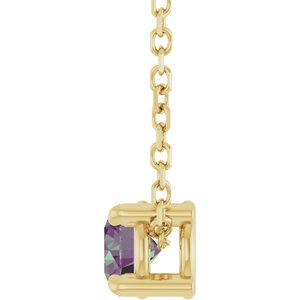 14K Yellow 4 mm Lab-Grown Alexandrite 16-18" Necklace