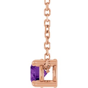 14K Rose 4 mm Natural Amethyst 16-18" Necklace