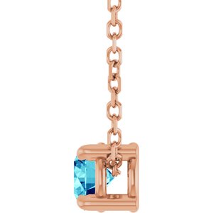 14K Rose 4 mm Natural Blue Zircon 16-18" Necklace