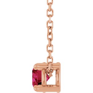 14K Rose 4 mm Natural Ruby 16-18" Necklace