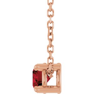 14K Rose 4 mm Natural Mozambique Garnet 16-18" Necklace