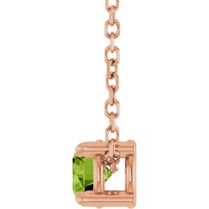 14K Rose 4 mm Natural Peridot 16-18" Necklace