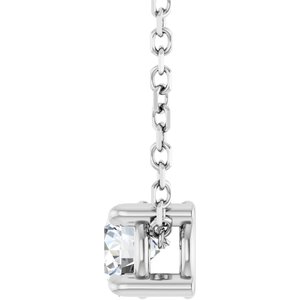 14K White 1/5 CT Natural Diamond 16-18" Necklace