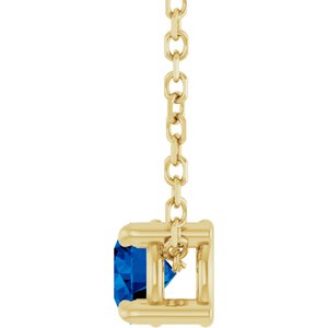 14K Yellow 4 mm Natural Blue Sapphire 16-18" Necklace