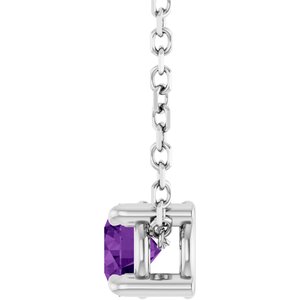 14K White 4 mm Natural Amethyst 16-18" Necklace